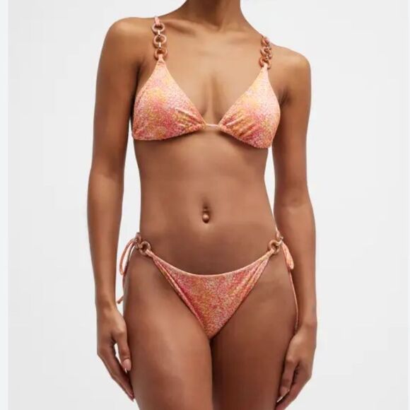 Ramy Brook Womens  Printed Harbor Bikini Top, Pink M NWT $128 - Picture 3 of 6